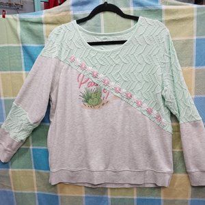 2462 Jeaniemade Size XL Upcycled Crewneck Stretch Top